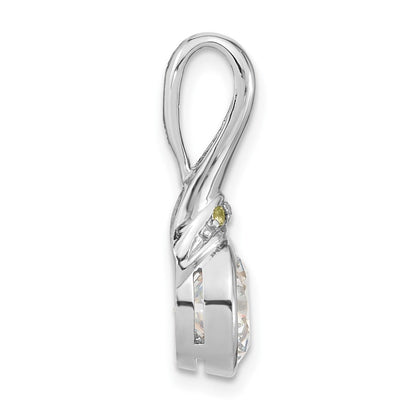 Sterlingsilber Rhodiniert Zirkonia und Peridot Anhänger