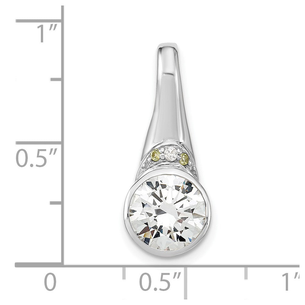 Sterlingsilber Rhodiniert Zirkonia und Peridot Anhänger