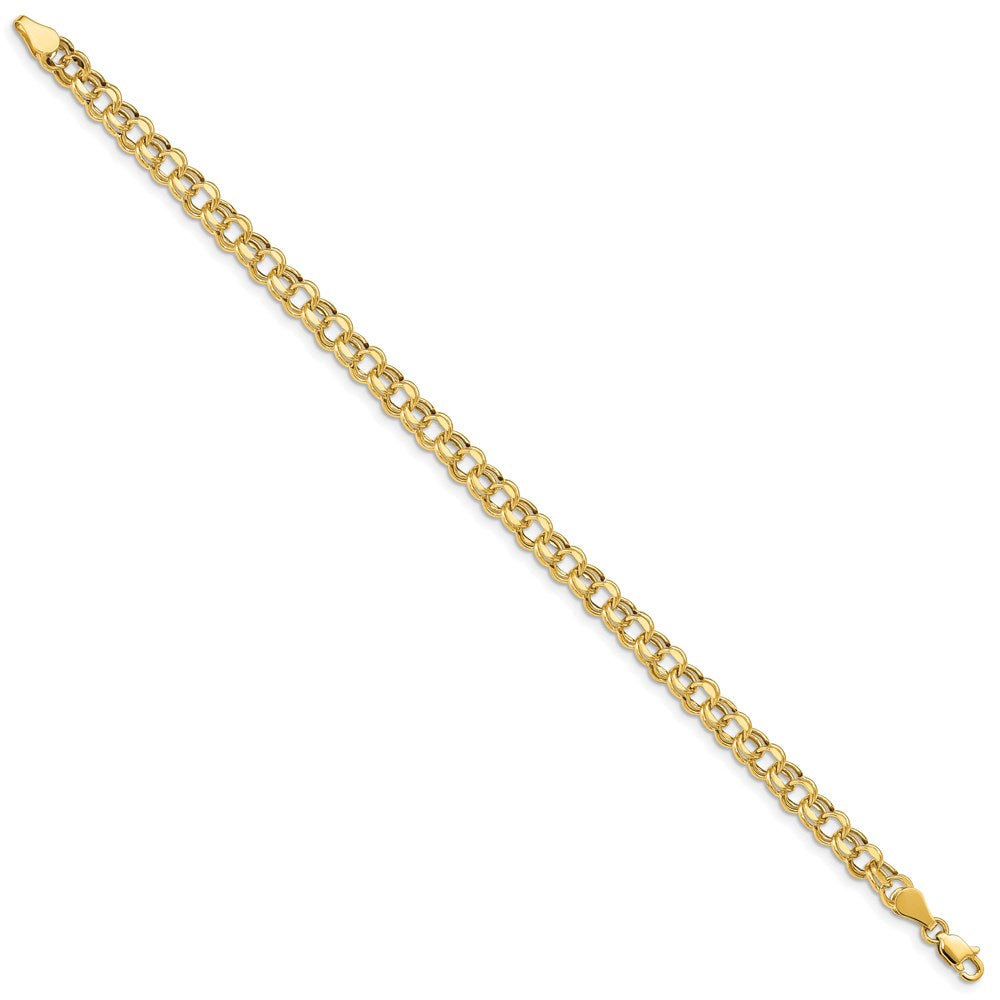 14K Gelbgold 5mm Hohl Doppelt Glieder Charm Armband