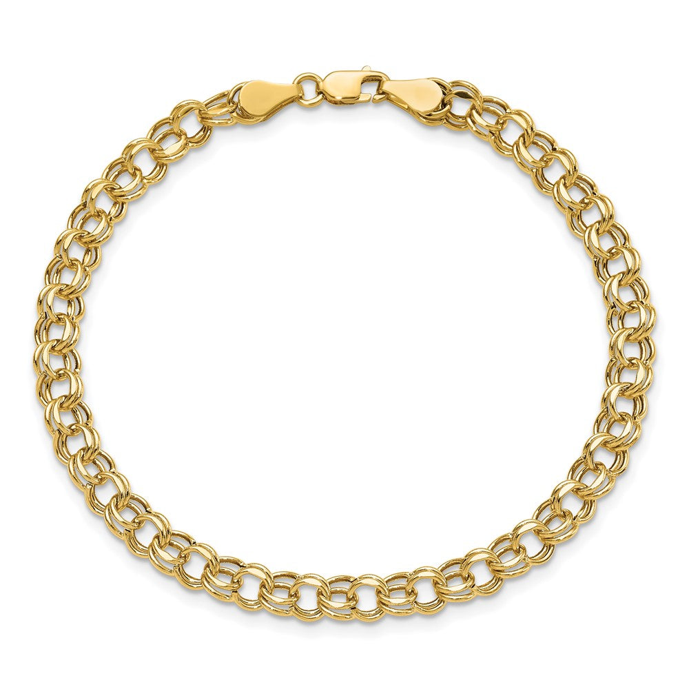 14K Gelbgold 5mm Hohl Doppelt Glieder Charm Armband