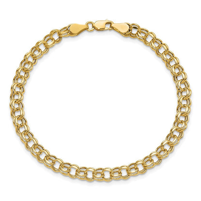 14K Gelbgold 5mm Hohl Doppelt Glieder Charm Armband