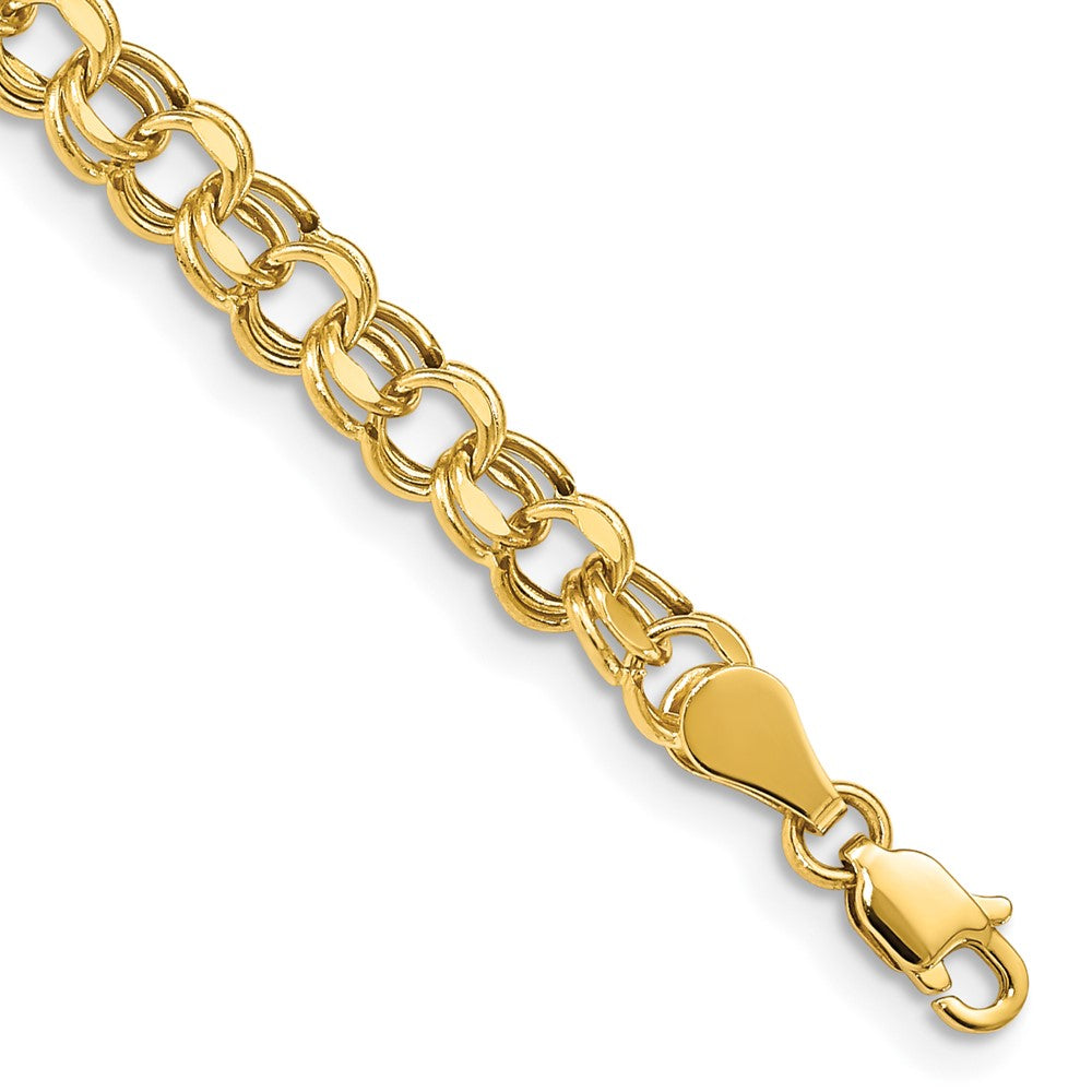 14K Gelbgold 5mm Hohl Doppelt Glieder Charm Armband