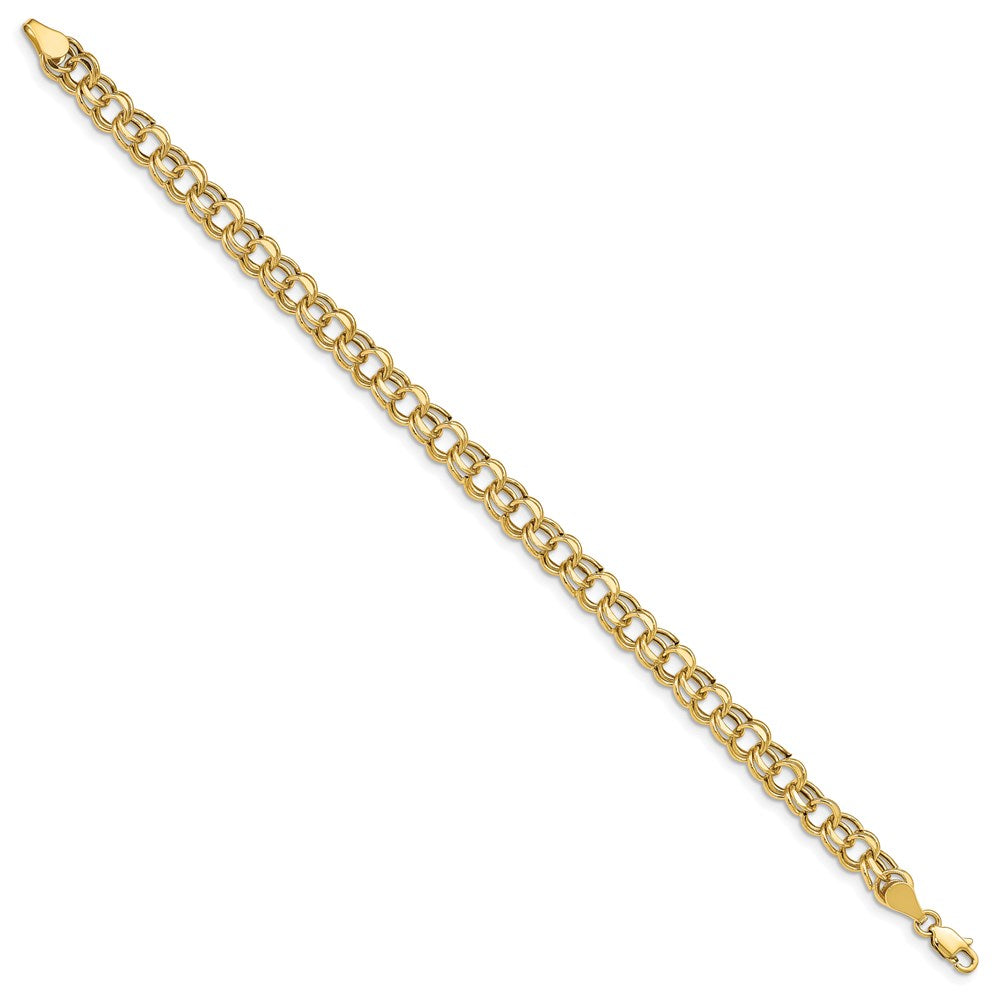 14K Gelbgold 6.25mm Hohl Doppelt Glieder Charm Armband
