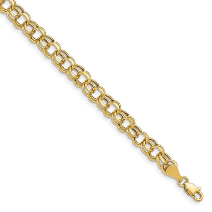 14K Gelbgold 6.25mm Hohl Doppelt Glieder Charm Armband