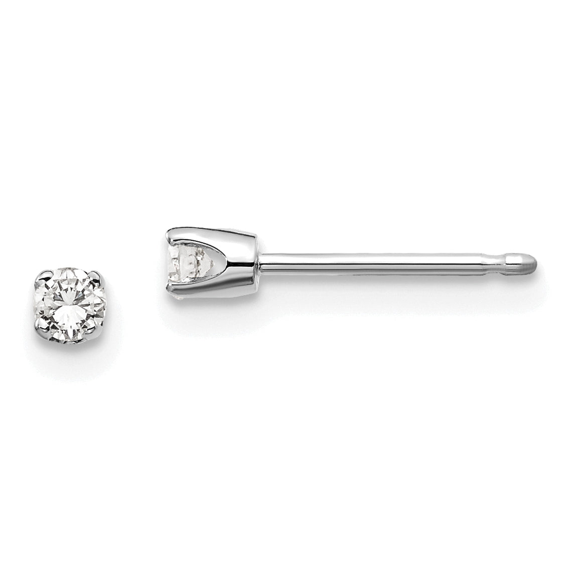 14K Weißgold Diamant-Ohrstecker, 0,10 ct., I2, K-L, mit Steckverschluss