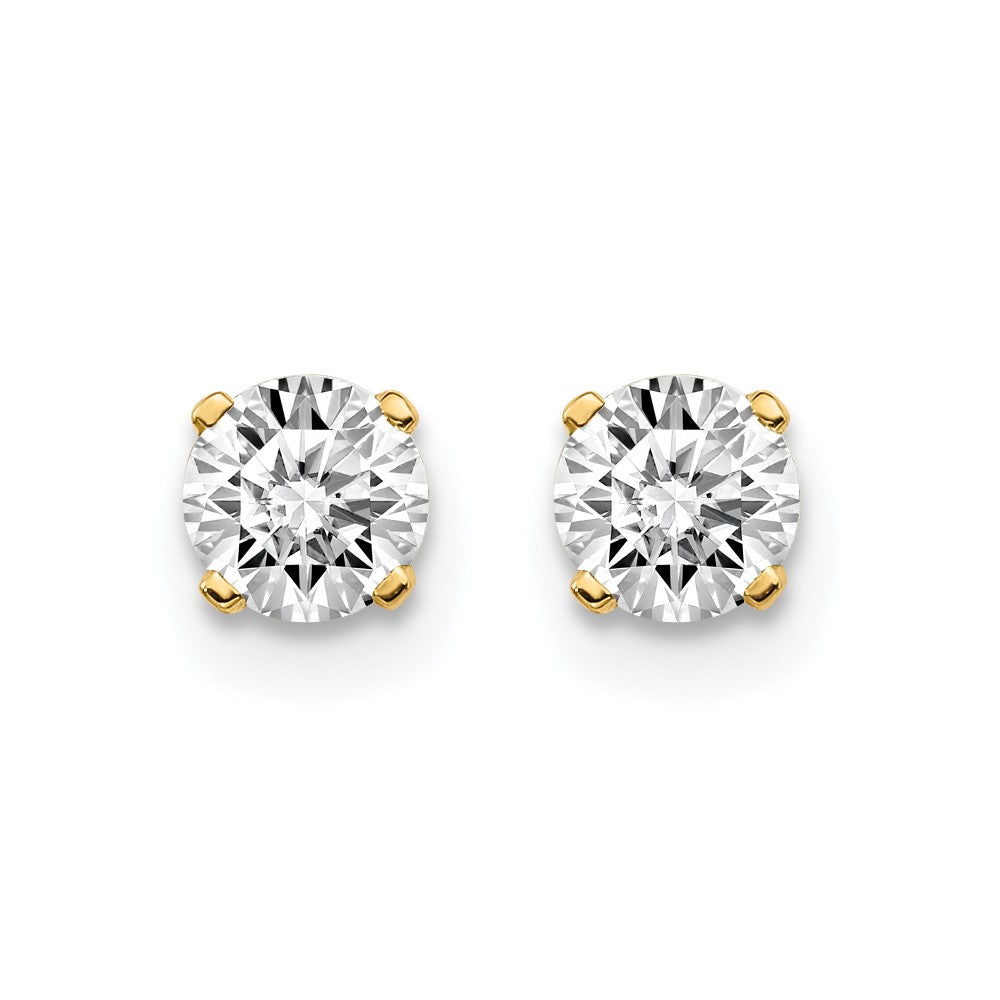 14K Gelbgold Diamant-Ohrstecker mit 0,60 ct. Gesamtgewicht, I2, K-L, Push-on-Verschluss