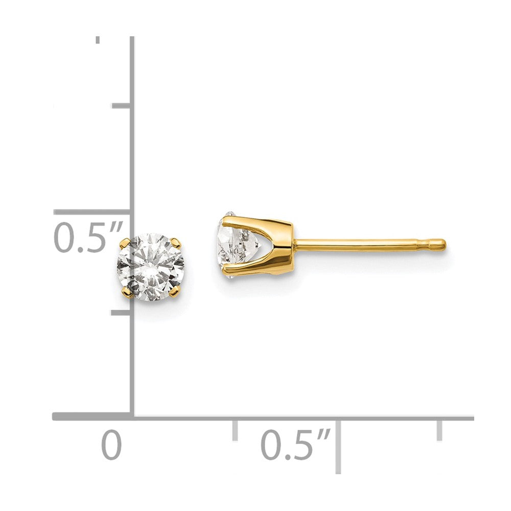 14K Gelbgold Diamant-Ohrstecker mit 0,60 ct. Gesamtgewicht, I2, K-L, Push-on-Verschluss