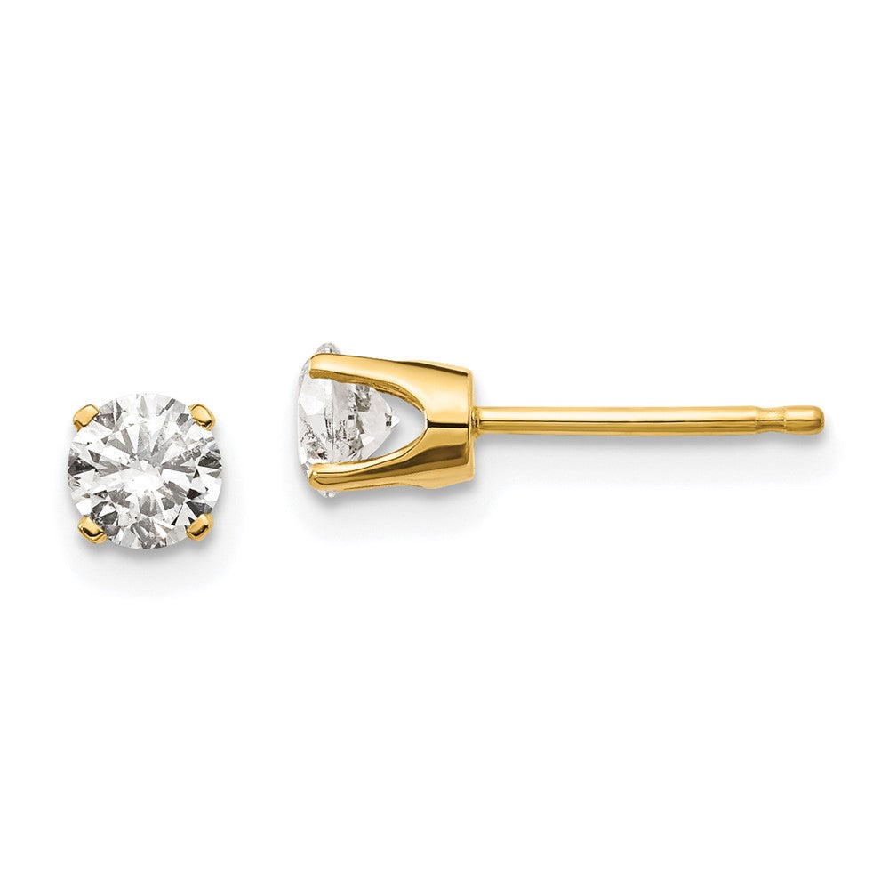 14K Gelbgold Diamant-Ohrstecker mit 0,60 ct. Gesamtgewicht, I2, K-L, Push-on-Verschluss
