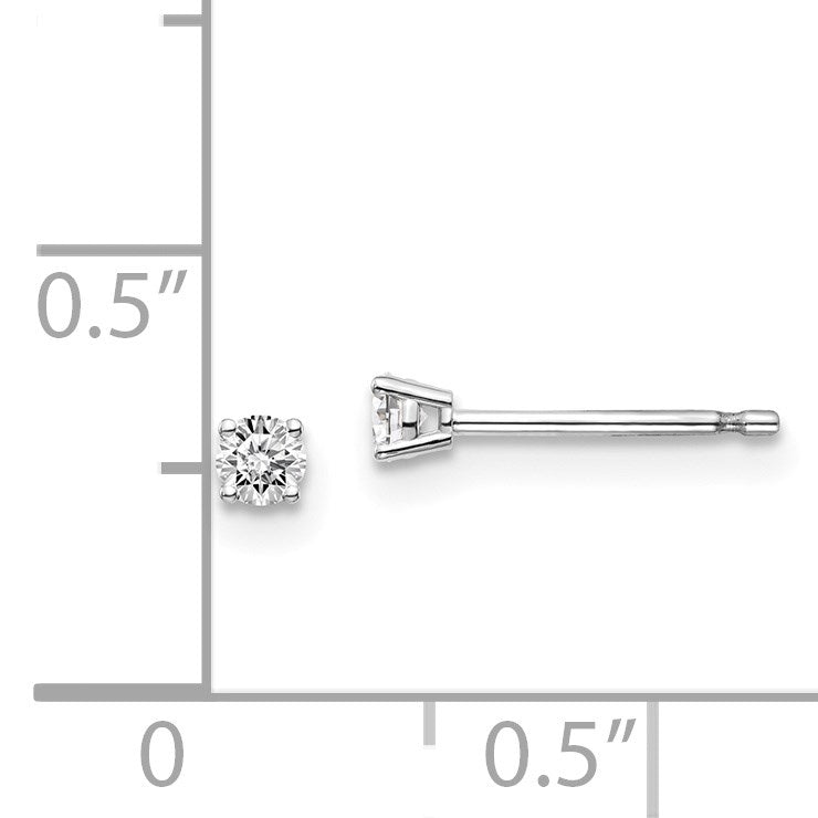 Diamant-Ohrstecker mit 0,10 ct. natürlichen Diamanten, Farbe J-K, Reinheit I1, mit Push-on-Verschluss, aus 14K Weißgold