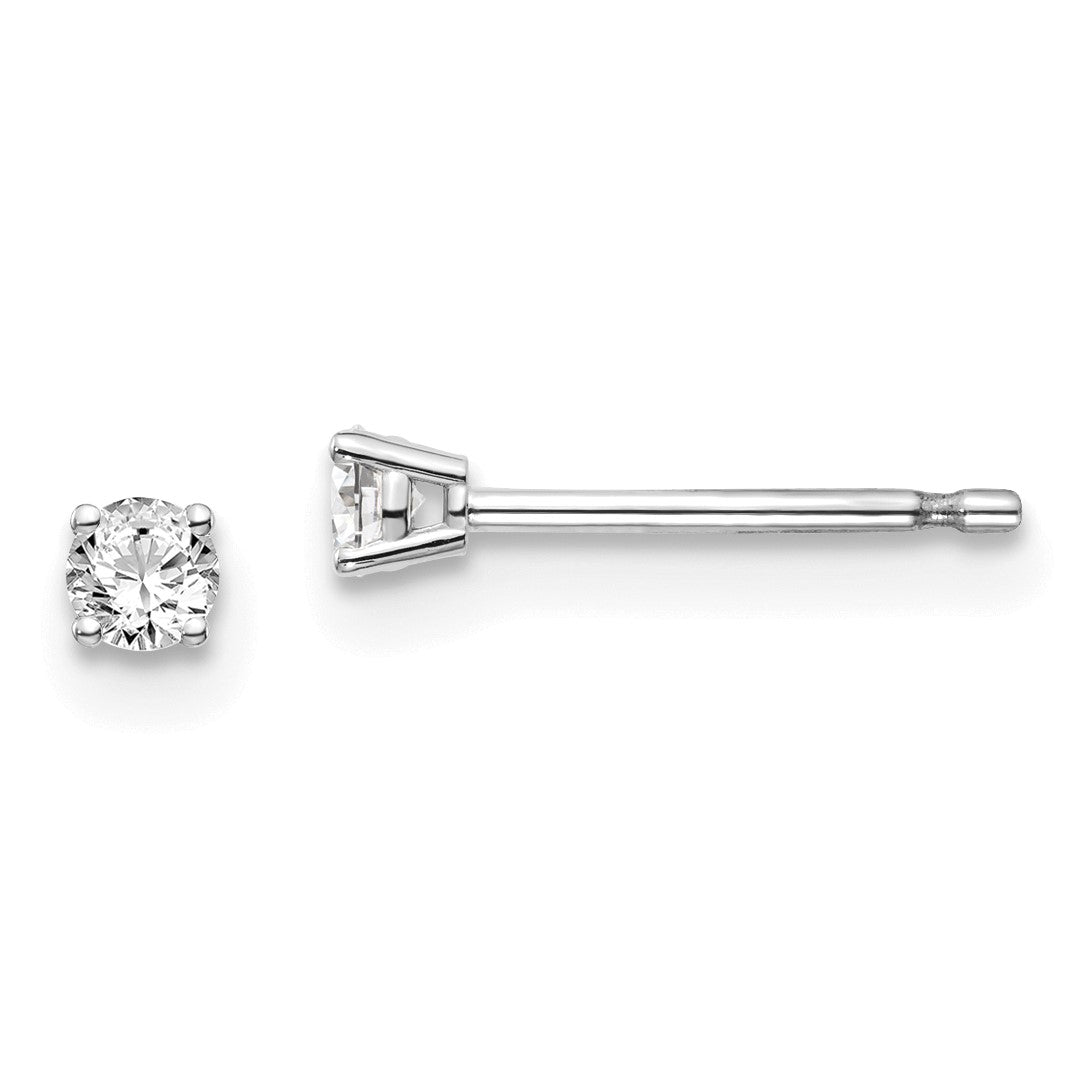 Diamant-Ohrstecker mit 0,10 ct. natürlichen Diamanten, Farbe J-K, Reinheit I1, mit Push-on-Verschluss, aus 14K Weißgold