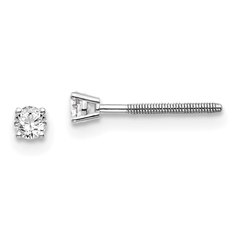 14K Weißgold-Diamant-Ohrstecker mit 0,10 ct., SI3, G-I, mit auf-/abschraubbarem Steckerverschluss
