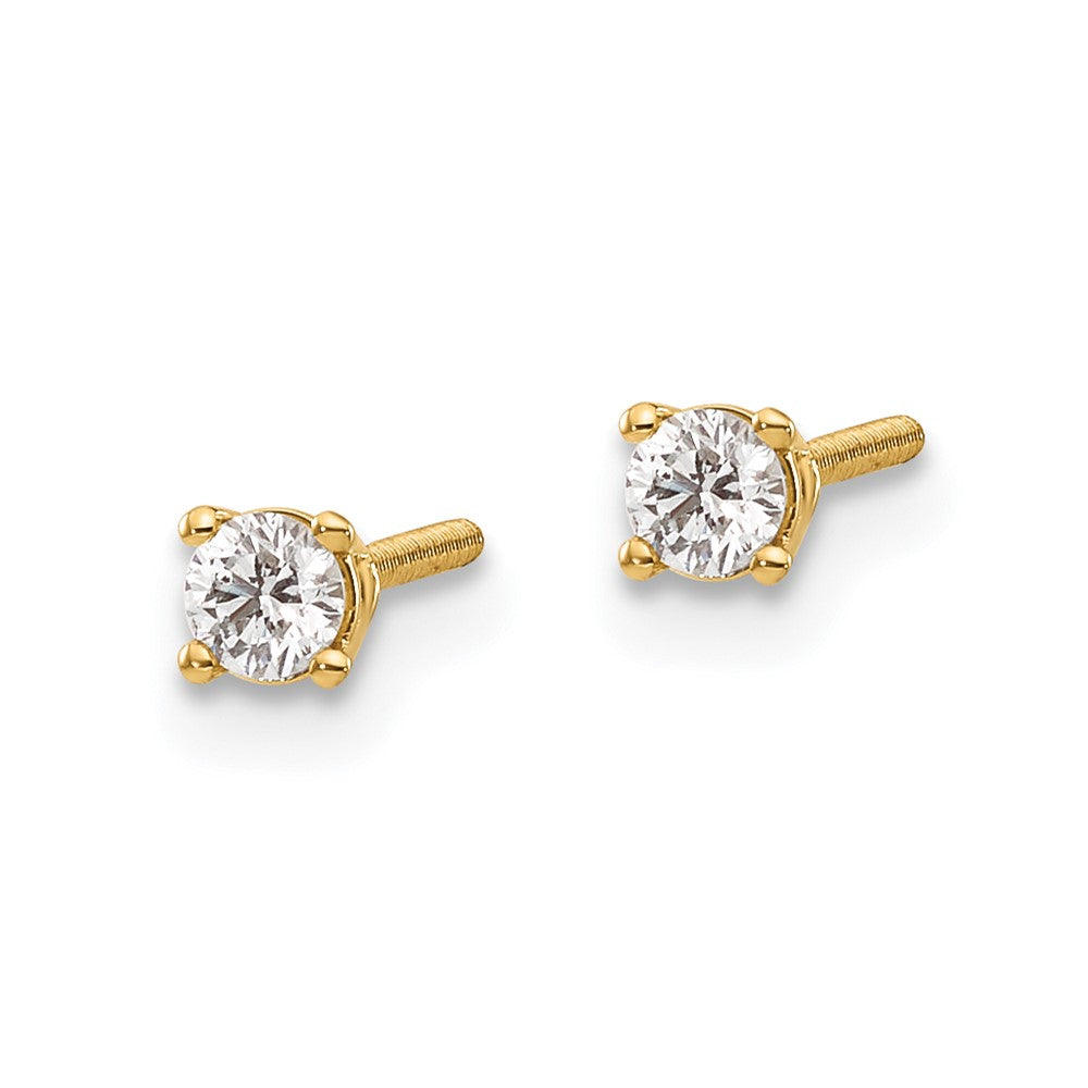 14 Karat Gelbgold Diamant-Ohrstecker, 0,15 ct., SI3, G-I, mit Gewinde-Verschluss (auf/ab)