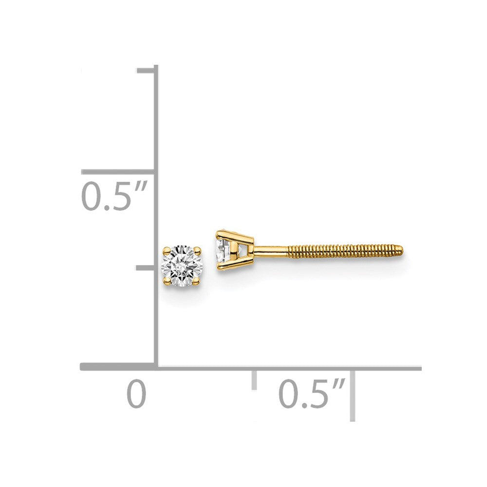 14 Karat Gelbgold Diamant-Ohrstecker, 0,15 ct., SI3, G-I, mit Gewinde-Verschluss (auf/ab)