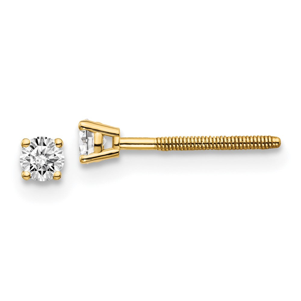 14 Karat Gelbgold Diamant-Ohrstecker, 0,15 ct., SI3, G-I, mit Gewinde-Verschluss (auf/ab)