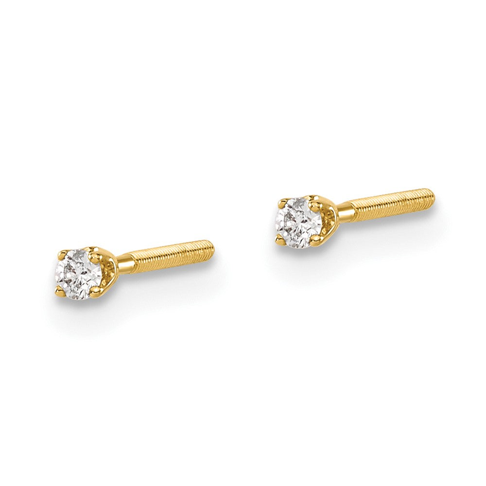 14K Gelbgold Diamant-Ohrstecker, 0,05 ct., SI3, G-I, mit Schraubverschluss (Thread on/off)
