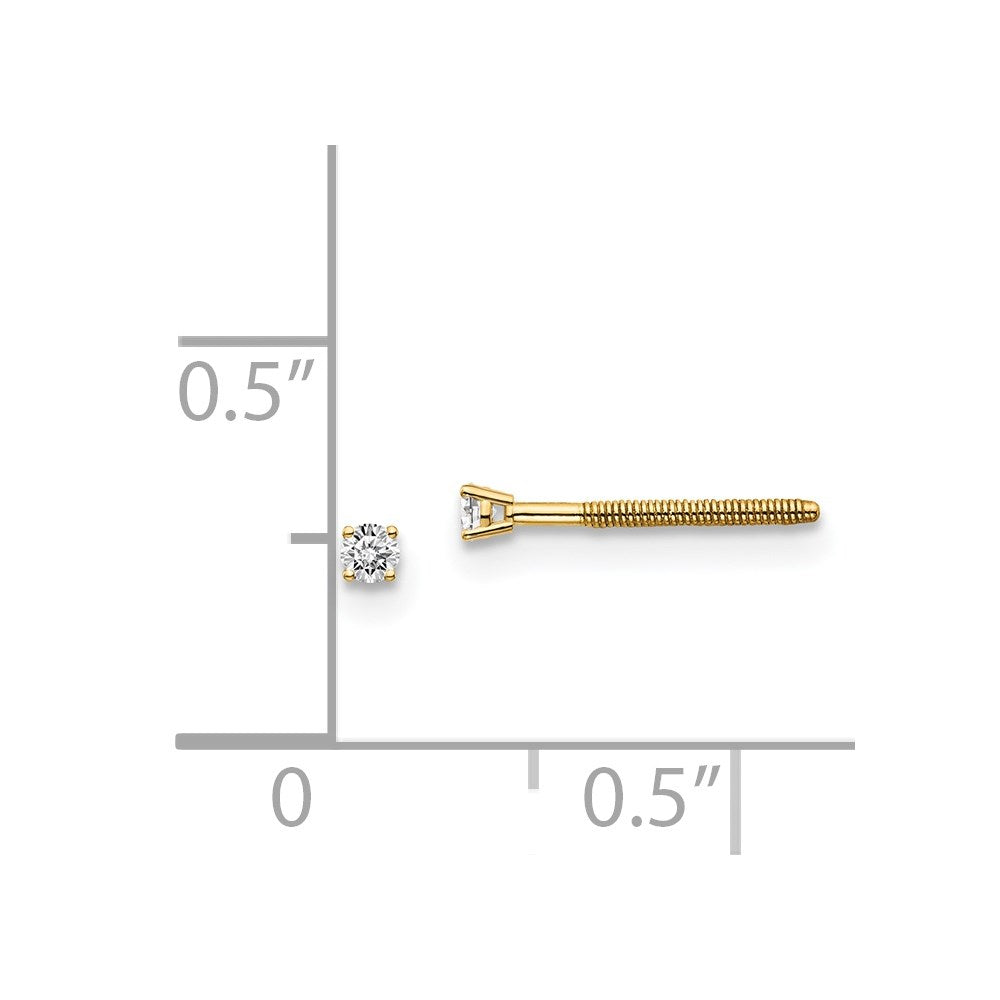 14 Karat Gelbgold Diamant-Ohrstecker, 0,05 ct., VS2/SI1, G-I, mit Gewinde-Verschluss
