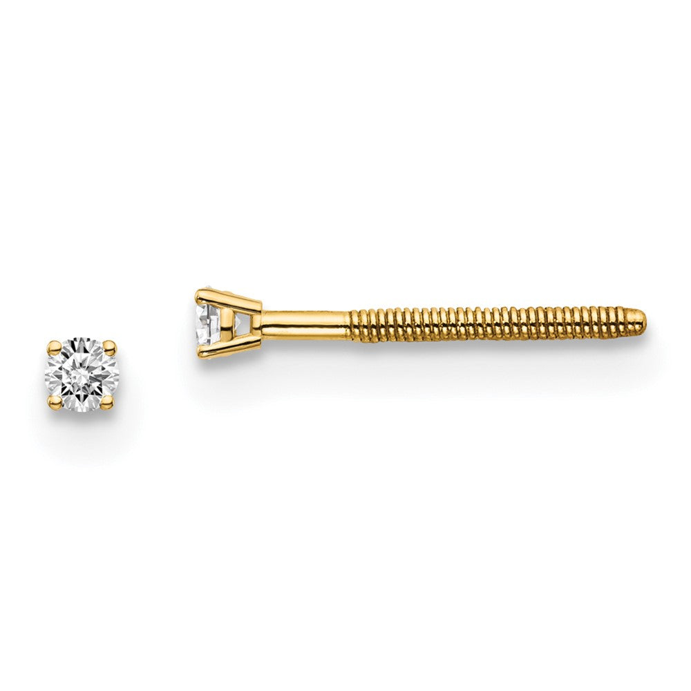 14K Gelbgold Diamant-Ohrstecker, 0,05 ct., SI3, G-I, mit Schraubverschluss (Thread on/off)