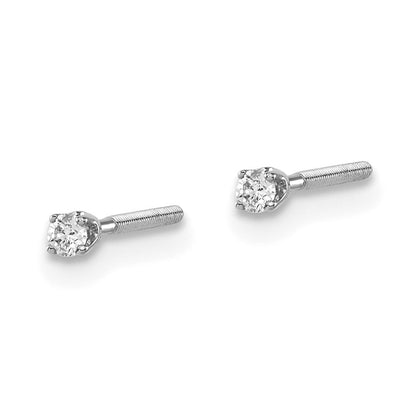 14K Weißgold 0,05 ct. VS2/SI1 G-I Diamant-Ohrstecker mit Schraubverschluss