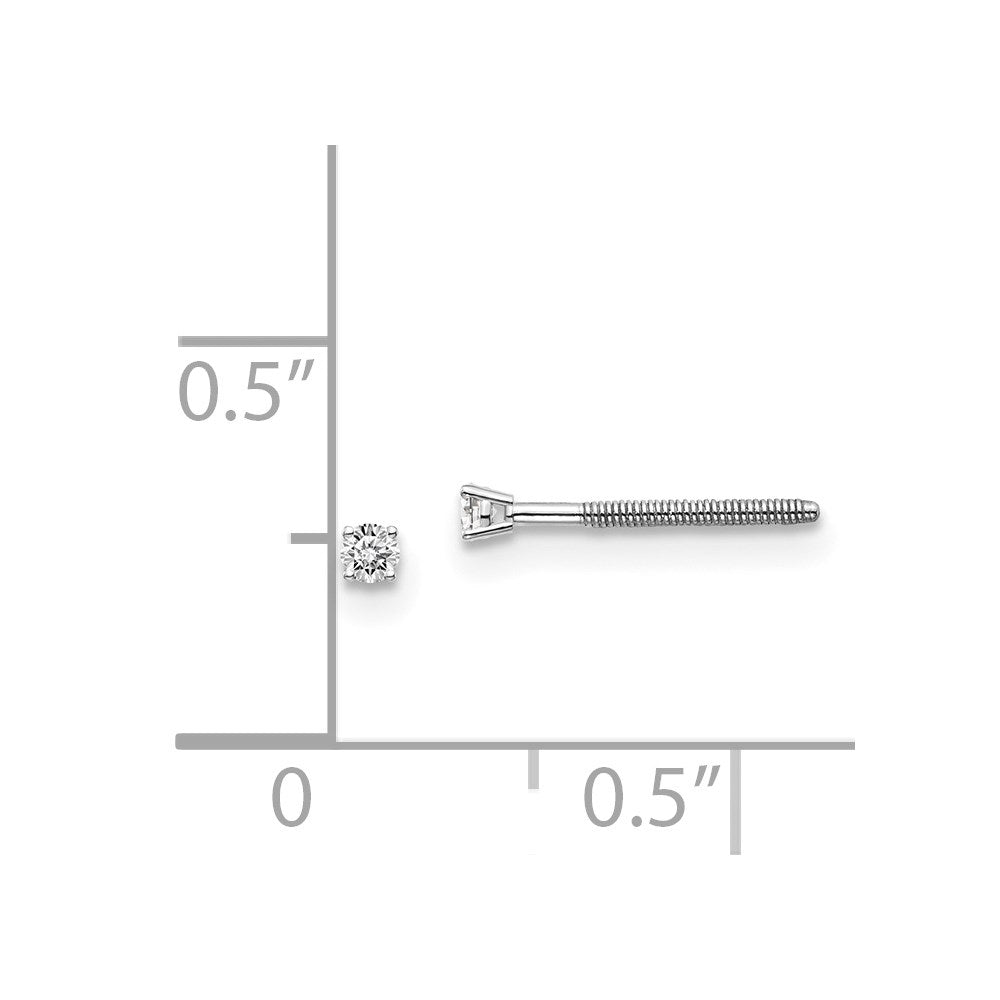 14K Weißgold Ohrstecker mit 0,05 ct. Diamanten, SI3, G-I, Gewinde-Verschluss
