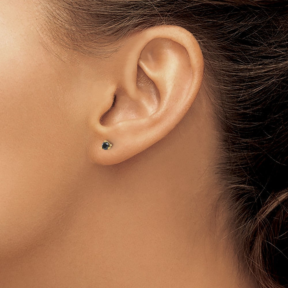 14K Gelbgold Ohrstecker mit schwarzen Diamanten, 0,25 ct