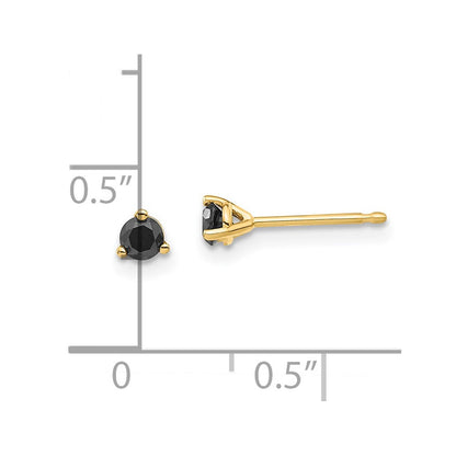 14K Gelbgold Ohrstecker mit schwarzen Diamanten, 0,25 ct