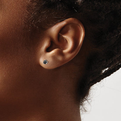 14K Weißgold Ohrstecker mit schwarzen Diamanten