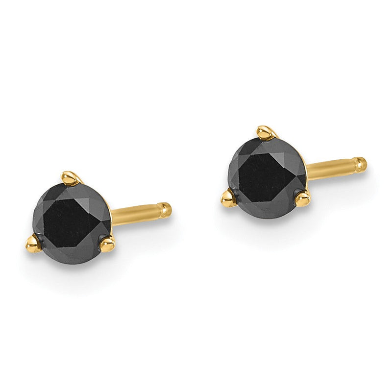 14K Gelbgold Ohrstecker mit schwarzen Diamanten, 0,40 ct. Gesamtgewicht