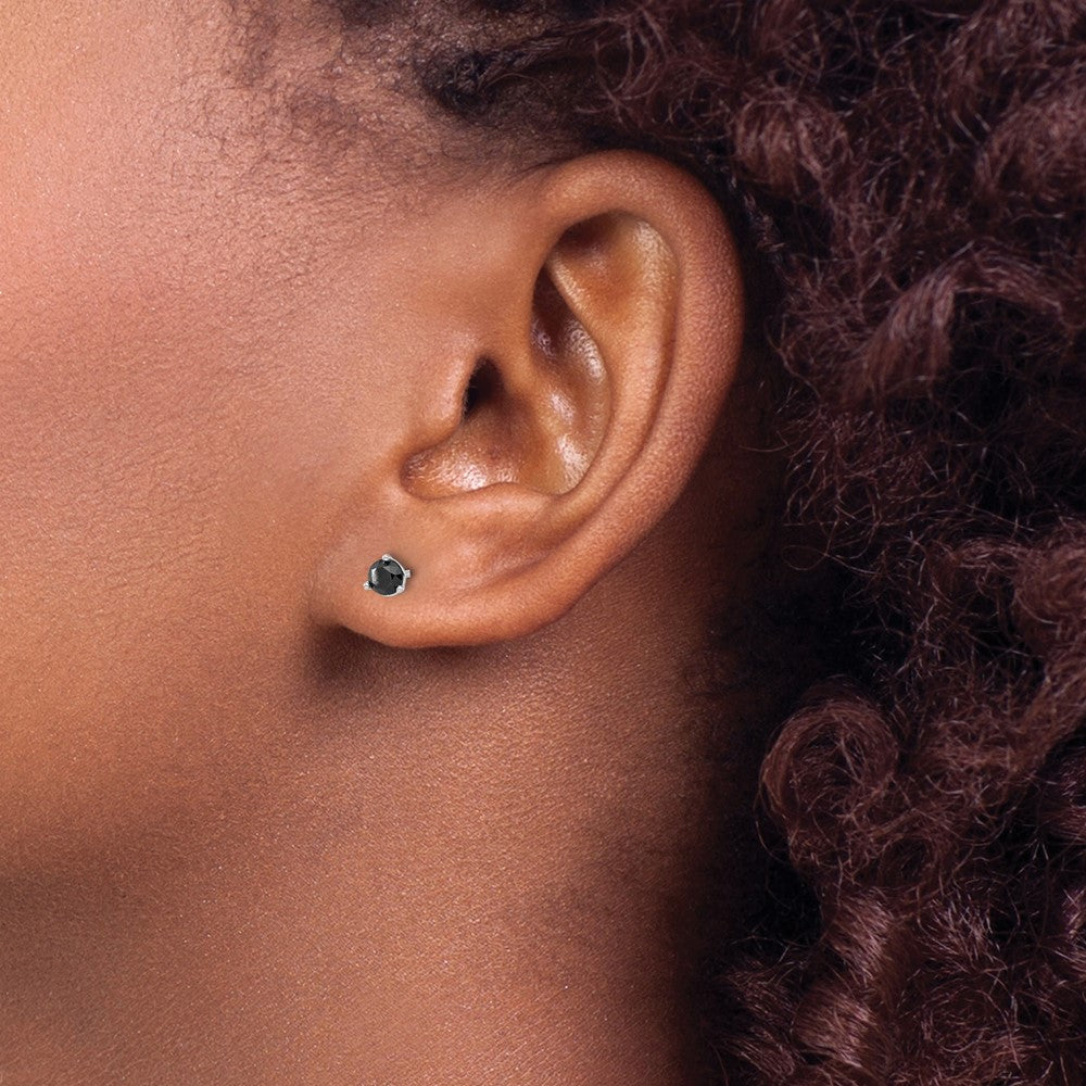 14K Weißgold Ohrstecker mit 0,50 ct. schwarzen Diamanten