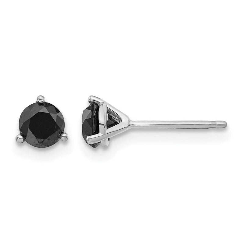 14K Weißgold Schwarz Diamant Ohrstecker
