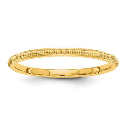 585 Gelbgold Ring mit Milgrain-Kante, 1,5 mm, stapelbar
