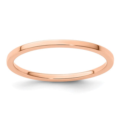 14K Roségold 1,2mm flacher polierter stapelbarer Ring