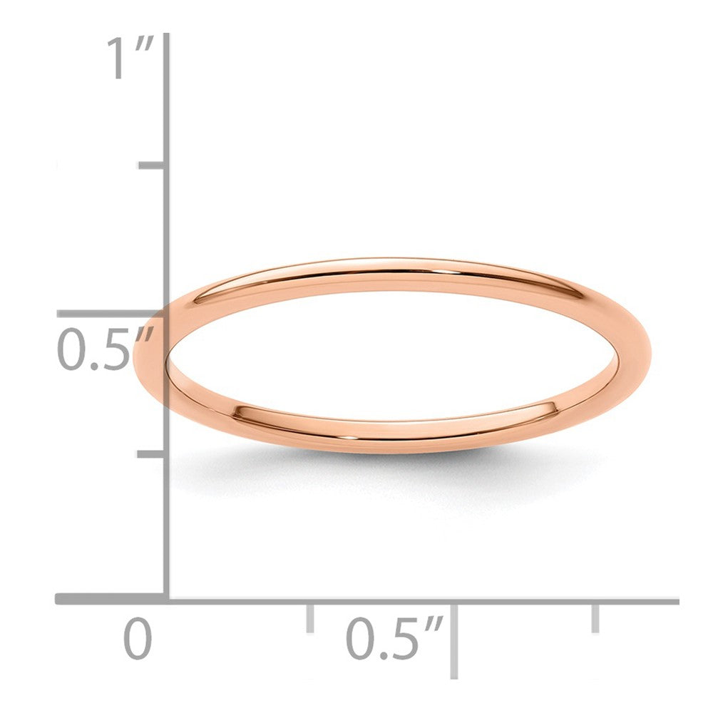 14K Roségold 1,2 mm Halbrund Poliert Stapelbarer Ring