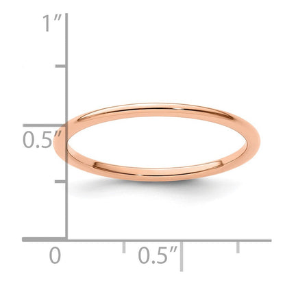 14K Roségold 1,2 mm Halbrund Poliert Stapelbarer Ring