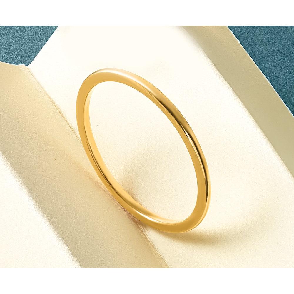 14K Gelbgold 1,2 mm halbrund stapelbarer Ring