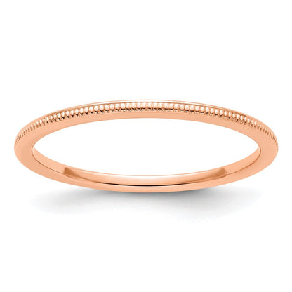 14K Roségold Ring mit Milgrainkante, 1,2 mm, stapelbar