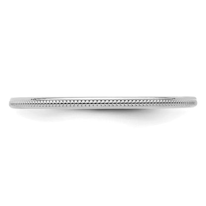 14K Weißgold 1,2 mm Ehering mit Milgrain, stapelbar
