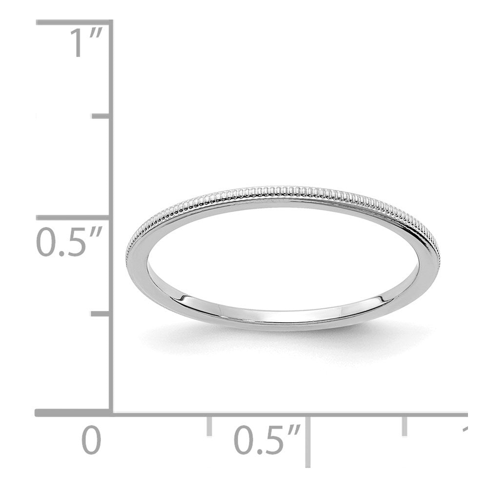 14K Weißgold 1,2 mm Ehering mit Milgrain, stapelbar