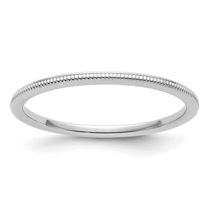 14K Weißgold 1,2 mm Ehering mit Milgrain, stapelbar