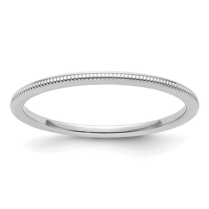 14K Weißgold 1,2 mm Ehering mit Milgrain, stapelbar