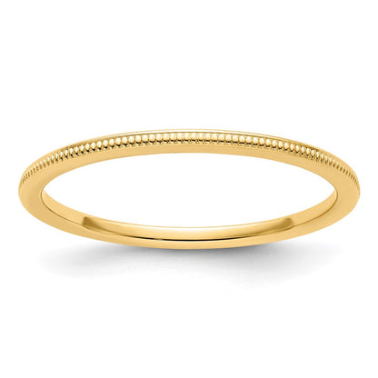14K Gelbgold 1,2 mm Milgrain Stapelring