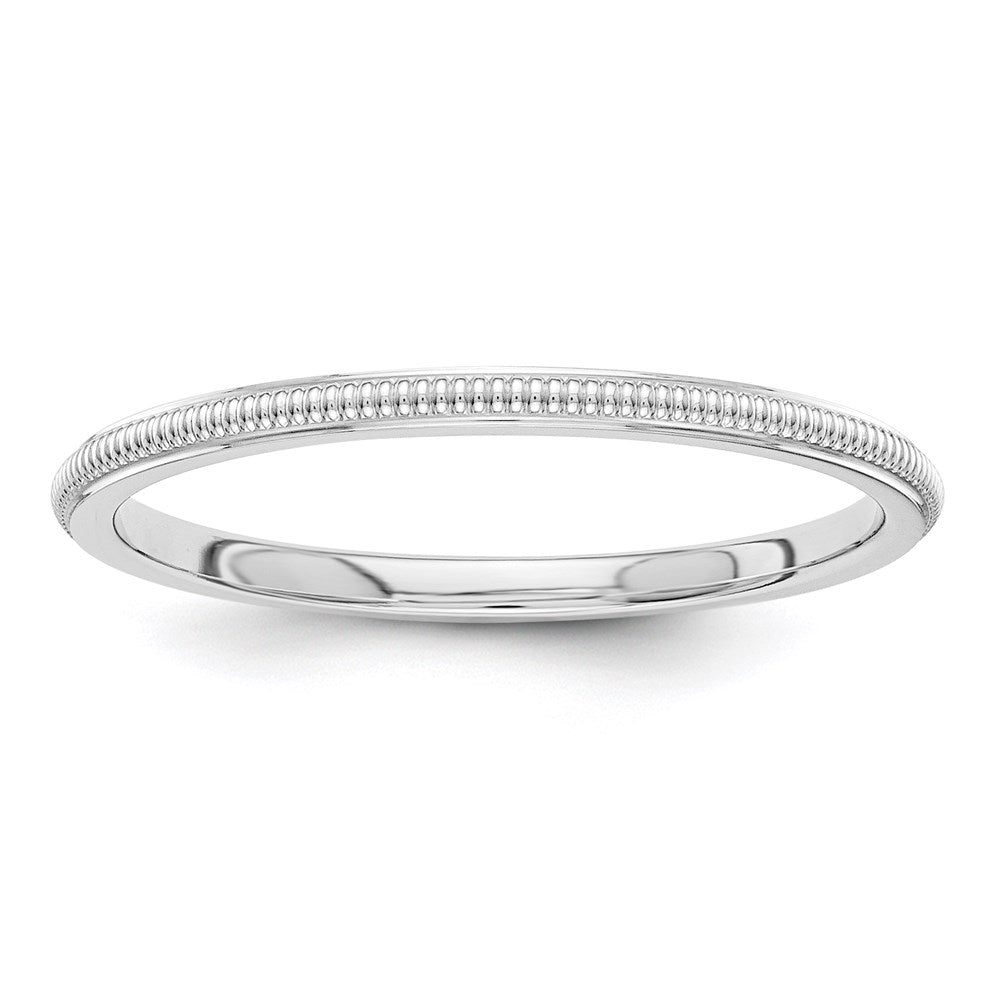 14K Weißgold 1,5mm Milgrain stapelbarer Ring