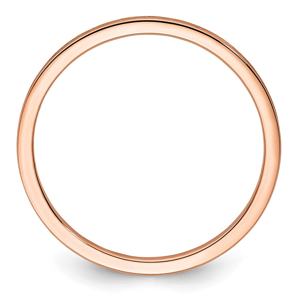 14K Roségold 1,2mm flacher stapelbarer Ring mit satinierter Oberfläche