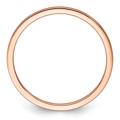 14K Roségold 1,2mm flacher stapelbarer Ring mit satinierter Oberfläche