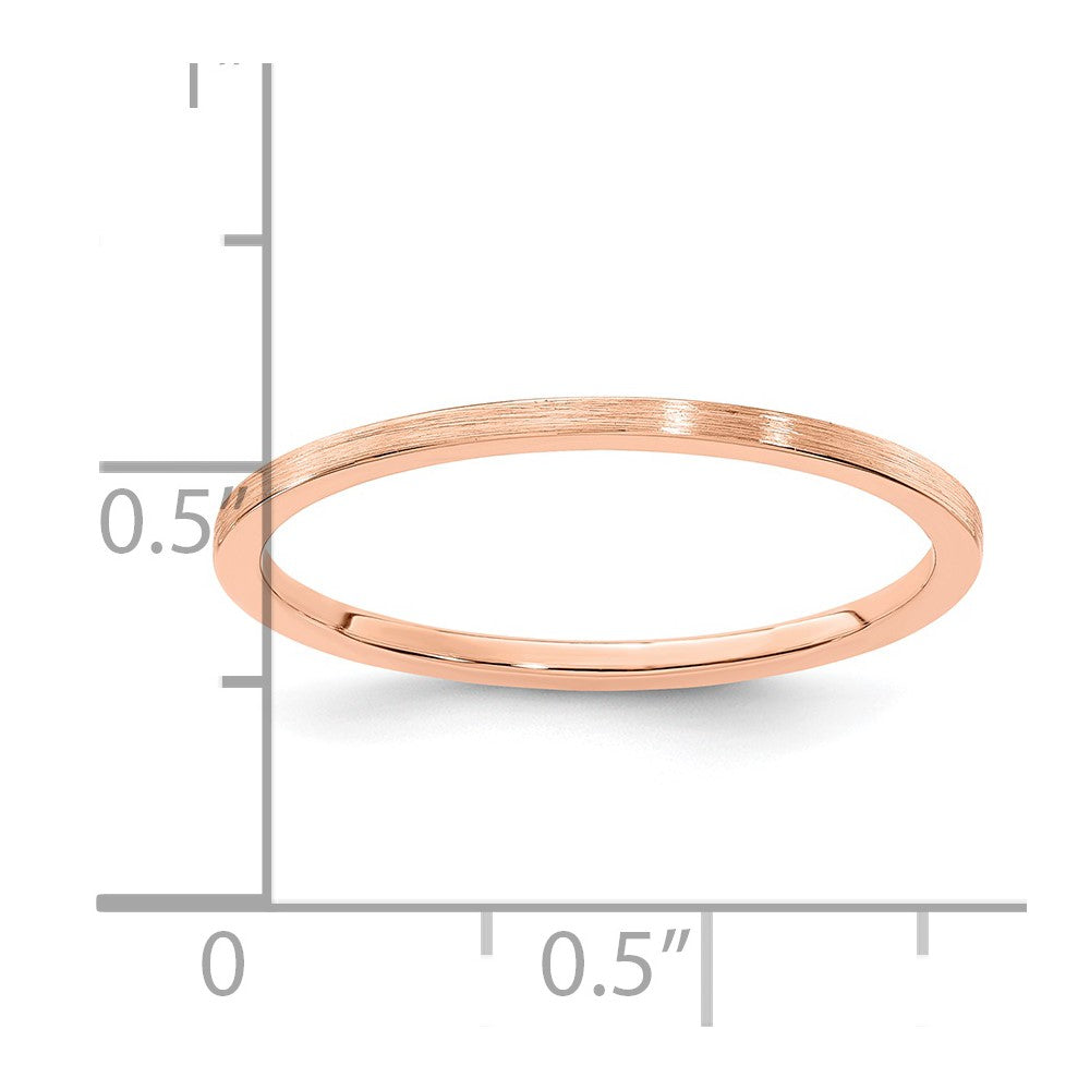 14K Roségold 1,2mm flacher stapelbarer Ring mit satinierter Oberfläche