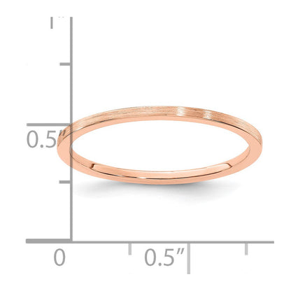 14K Roségold 1,2mm flacher stapelbarer Ring mit satinierter Oberfläche