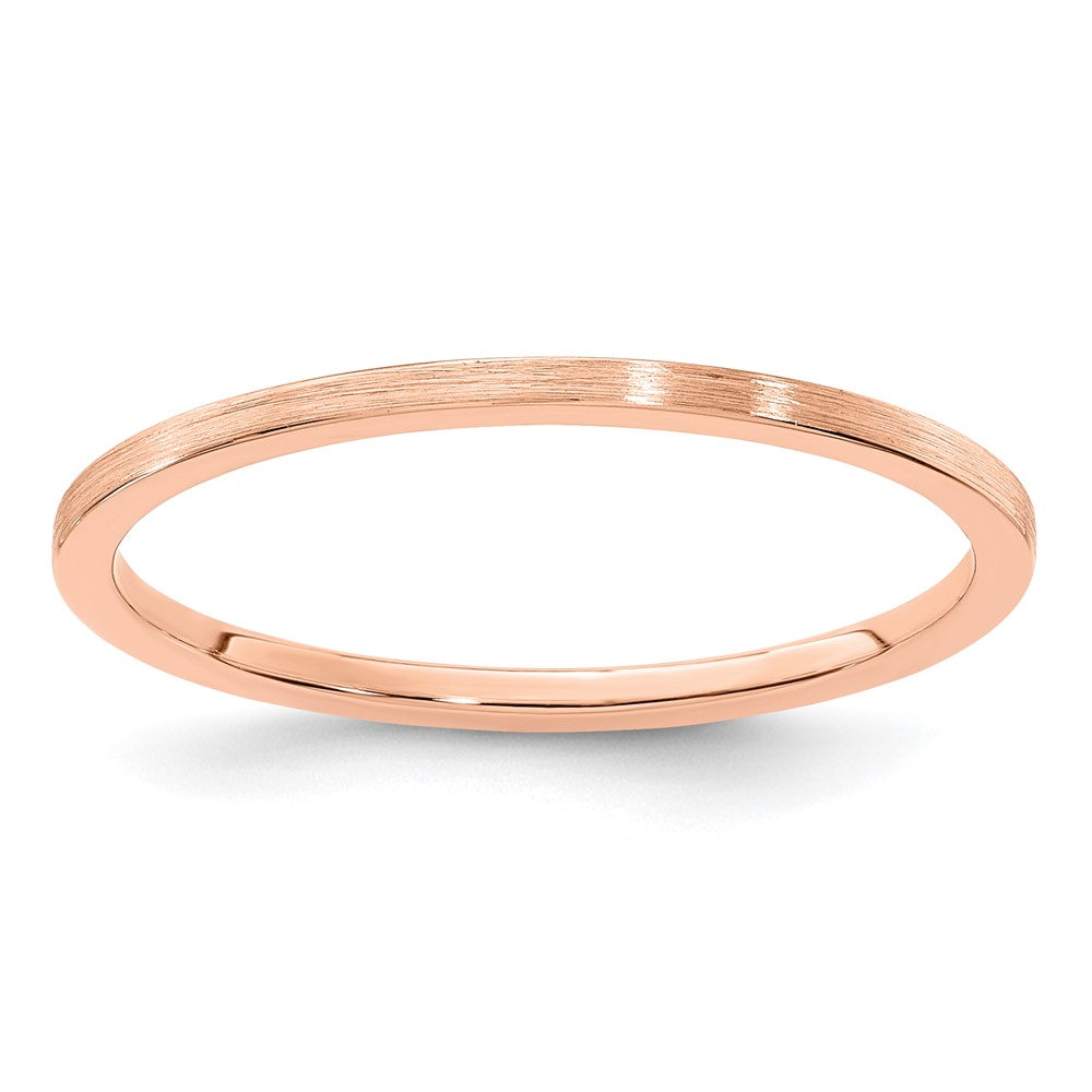 14K Roségold 1,2mm flacher stapelbarer Ring mit satinierter Oberfläche