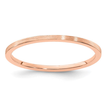 14K Roségold 1,2mm flacher stapelbarer Ring mit satinierter Oberfläche