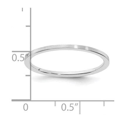 Ehering aus 14K Weißgold, 1,2 mm, flach, satiniert, stapelbar