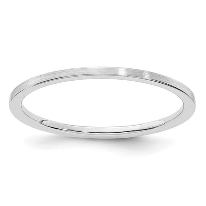 Ehering aus 14K Weißgold, 1,2 mm, flach, satiniert, stapelbar