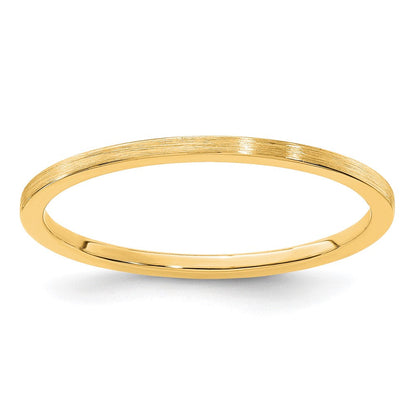 14K Gelbgold 1,2 mm flaches Stapelband mit Satinfinish